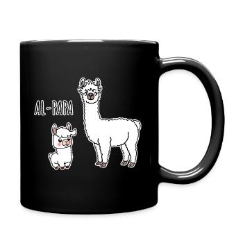 Al-Papa Un papa alpaga avec un enfant alpaga - Mug uni - noir - Droite