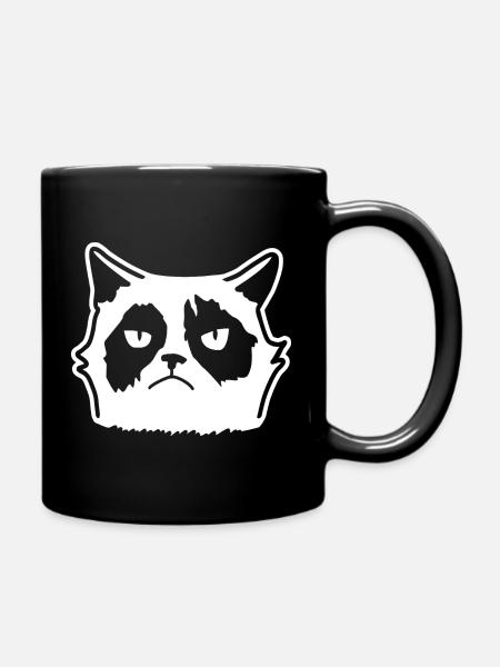 Mürrische Katze: Cartoon & Fun - Tasse einfarbig - Schwarz