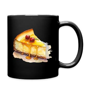 Käsekuchen Aquarell Traum - Tasse einfarbig - Schwarz - Rechts
