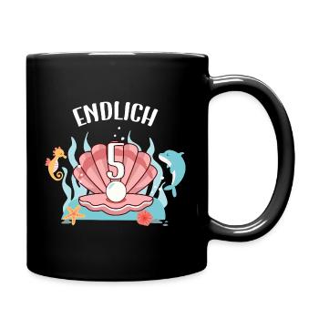 Motif d’anniversaire de coquillage enfin fille de 5 ans - Mug uni - noir - Droite