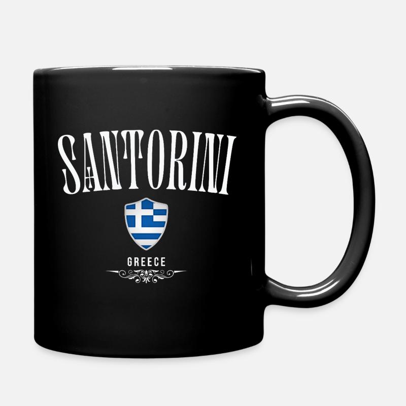 Santorini Greece, Santorini minimalist design - Full Colour Mug - black