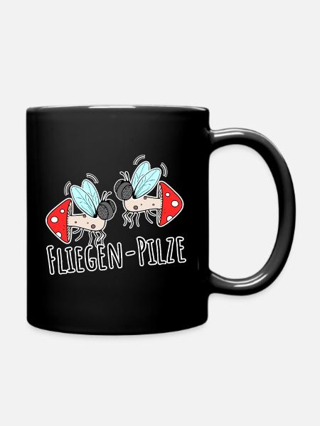 Zwei Fliegen Pilze - Tasse einfarbig - Schwarz
