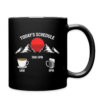 Funny Daily Routine Coffee Work Beer Sunrise Joke - Tasse einfarbig - Schwarz - Rechts