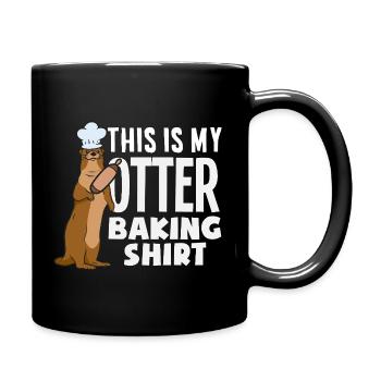 Seeotter Cartoon Backen Shirt - Tasse einfarbig - Schwarz - Rechts