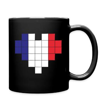 Drapeau Pixel Heart France - Mug uni - noir - Droite