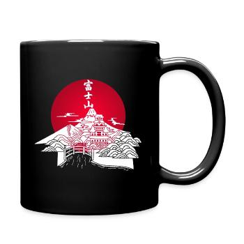 Paysage japonais blanc et soleil rouge - Mug uni - noir - Droite