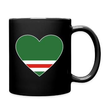 Tschetschenien Flagge Herz - Tasse einfarbig - Schwarz - Rechts