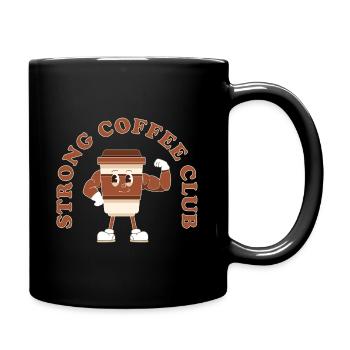 Strong Coffee Club – Retro Comic Kaffee Design - Tasse einfarbig - Schwarz - Rechts