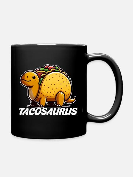 Tacosaurus-Cartoon-Freude - Tasse einfarbig - Schwarz