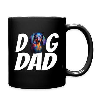 Dackel Hund Papa Aquarell Design Weiner Hund - Tasse einfarbig - Schwarz - Rechts