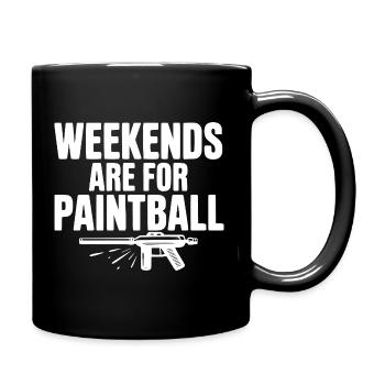 Wochenenden sind für Paintball - Tasse einfarbig - Schwarz - Rechts