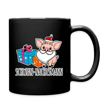 Fröhliche Weihnachten mit dem Schwein-Nachtsmann! - Tasse einfarbig - Schwarz - Rechts