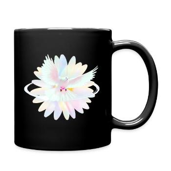Pastelltaube im Regenbogenlicht - Tasse einfarbig - Schwarz - Rechts