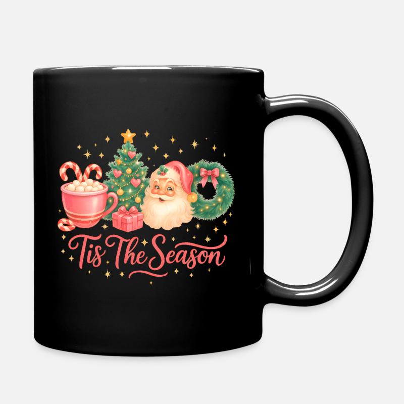 Tis The Season Cute Christmas Design - Full Colour Mug - black