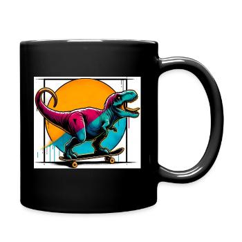 Dinosaure sur Skateboard - Mug uni - noir - Droite