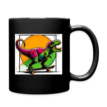 Dinosaure sur Skateboard - Mug uni - noir - Droite