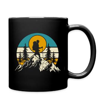 Hiking Hiker Mountaineer Gift - Full Colour Mug - black - Right