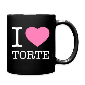 I love Torte - Tasse einfarbig - Schwarz - Rechts