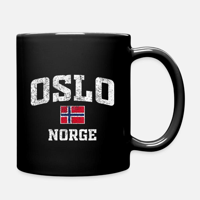 Oslo Norge Distressed Flag Tee - Full Colour Mug - black