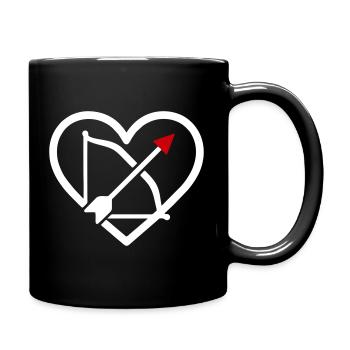 Bogenschießen Herz Pfeil Pfeil Sport Geschenk - Tasse einfarbig - Schwarz - Rechts