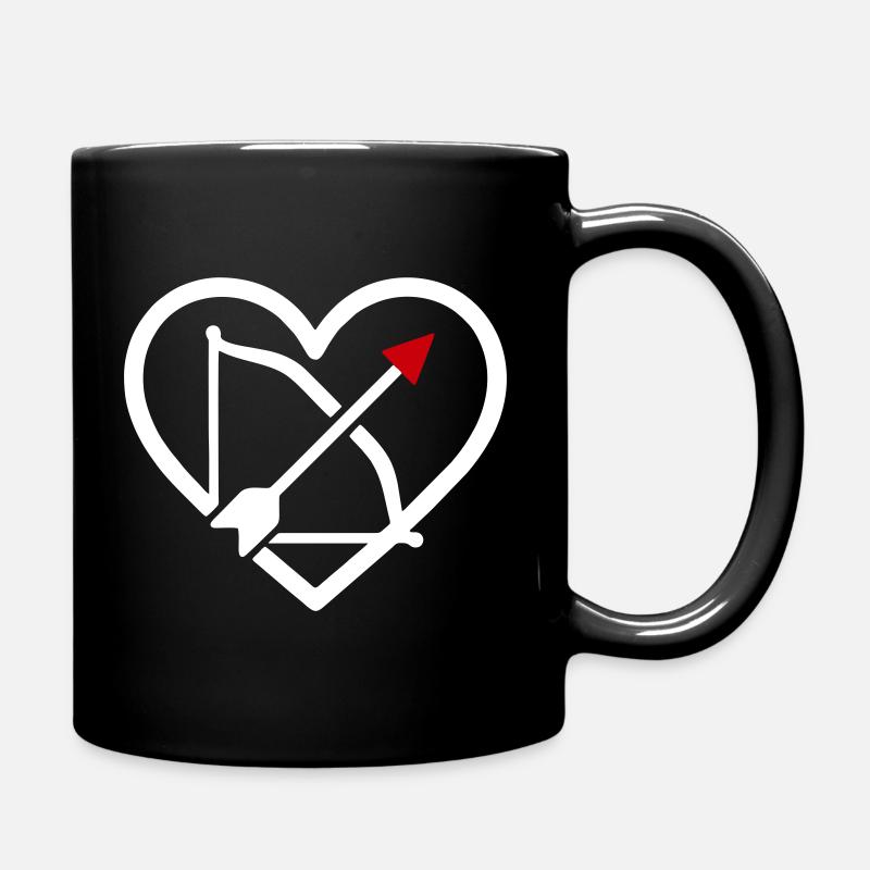Bogenschießen Herz Pfeil Pfeil Sport Geschenk - Tasse einfarbig - Schwarz