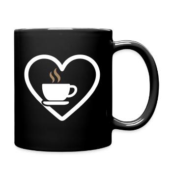 Coffee Heart Cup Hot Drink Morning Gift - Full Colour Mug - black - Right
