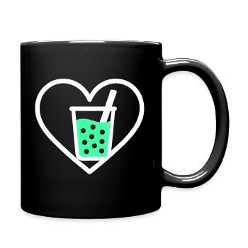 Bubble Tea Heart Boba Drink Cute Trend - Full Colour Mug - black - Right