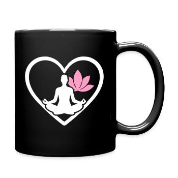 Yoga Herz Frau Silhouette Lotus Wellness - Tasse einfarbig - Schwarz - Rechts