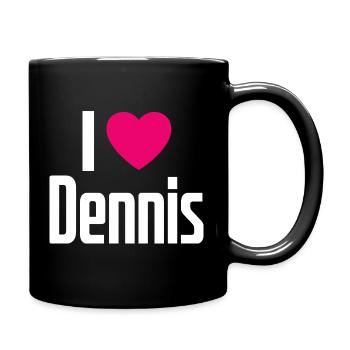I Love Dennis Pinkes Herz Ich liebe Dennis - Tasse einfarbig - Schwarz - Rechts