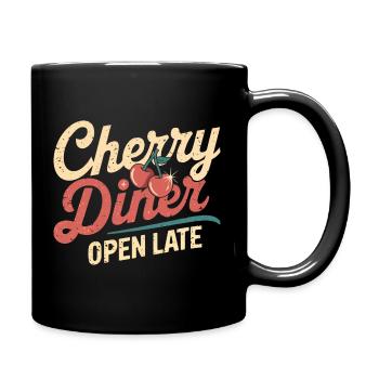 Cherry Diner – Retro Café Style - Full Colour Mug - black - Right