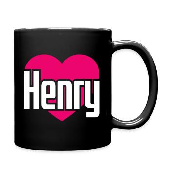I Love Henry Pinkes Herz Ich liebe Henry - Tasse einfarbig - Schwarz - Rechts