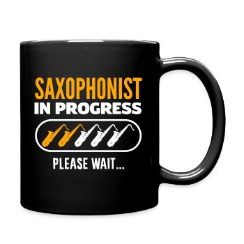 Jazz-saxophon Lustiger Saxophonist In Arbeit - Tasse einfarbig - Schwarz - Rechts
