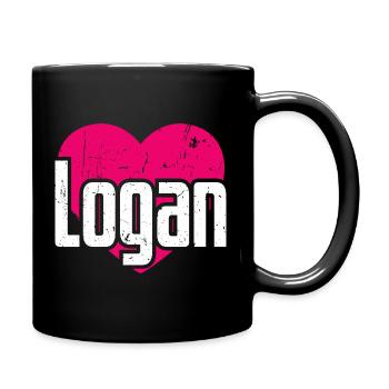 I Love Logan Pinkes Herz Ich liebe Logan - Tasse einfarbig - Schwarz - Rechts