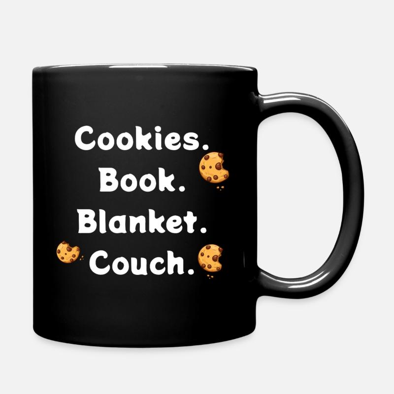 Cookies. Book. Blanket. Couch - Tasse einfarbig - Schwarz