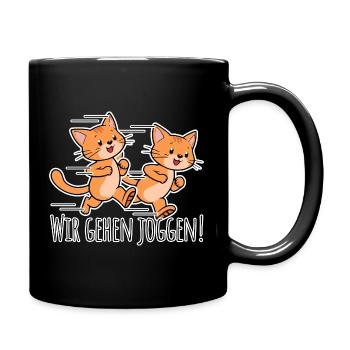 Funny cat friends go running together! - Full Colour Mug - black - Right