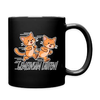 Run together! Cute Cats Running Team! - Full Colour Mug - black - Right
