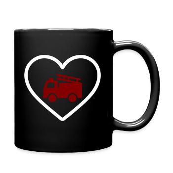 Heart Firefighter Fire Truck - Full Colour Mug - black - Right
