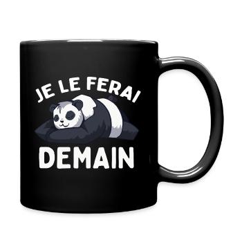 I'll Do It Tomorrow Lazy Panda Humor - Full Colour Mug - black - Right