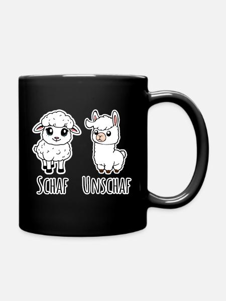 Schaf und nicht Schaf (Unschaf) - Lama kein Schaf - Tasse einfarbig - Schwarz