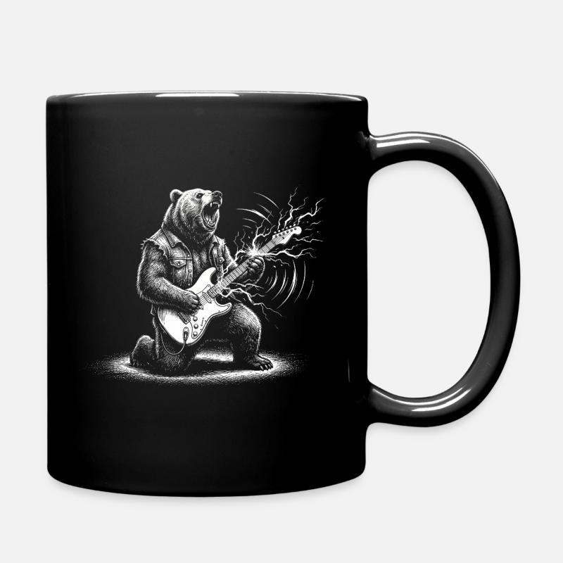 Braunbär E-Gitarre Rock Musik Grizzly Bär Metal - Tasse einfarbig - Schwarz