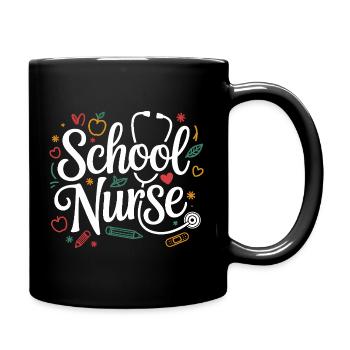 Schulkrankenschwester Motiv Handlettering - Tasse einfarbig - Schwarz - Rechts