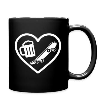 Heart Skateboard Beer - Full Colour Mug - black - Right