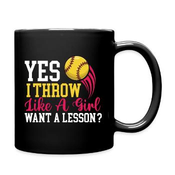 Yes I Throw Like A Girl Want A Lesson  - Mug uni - noir - Droite