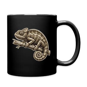 Chamäleon Illustration im Vintage-Stil - Tasse einfarbig - Schwarz - Rechts