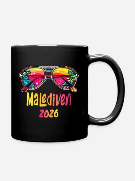 Malediven 2026 Neon Sonnenbrille - Tasse einfarbig - Schwarz