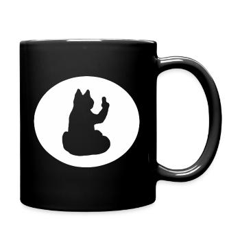 Katze Katzen Cat Kätzchen Mieze Mittelfinger - Tasse einfarbig - Schwarz - Rechts