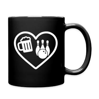 Heart Beer Bowling-Humor - Tasse einfarbig - Schwarz - Rechts