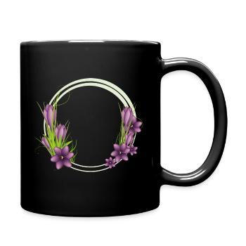 Delicate Crocus Wreath in Purple Illustration - Full Colour Mug - black - Right