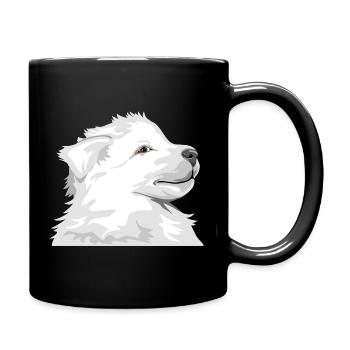 Weißer Welpe - Tasse einfarbig - Schwarz - Rechts