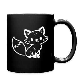 Fuchs Niedlich Comic - Tasse einfarbig - Schwarz - Rechts